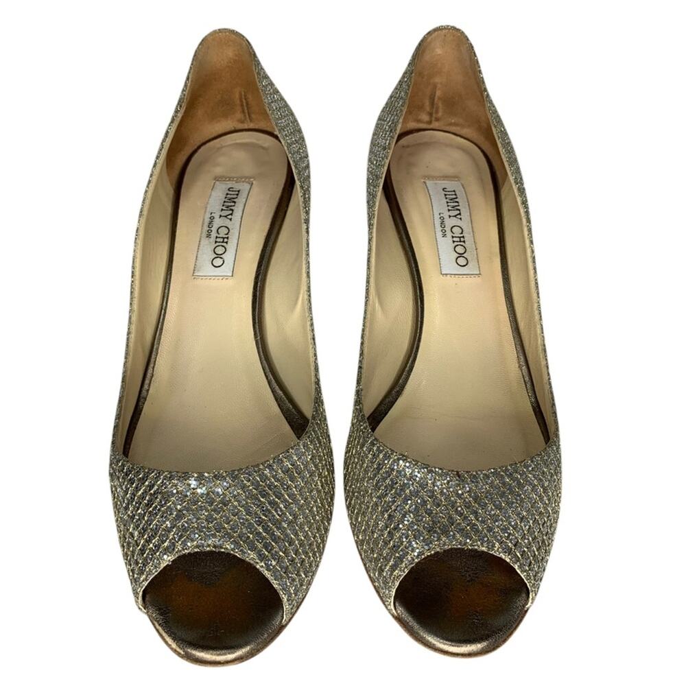 Jimmy Choo Isabel Champang Glitter High Heels Sz EU39 US9 - Picture 2 of 15